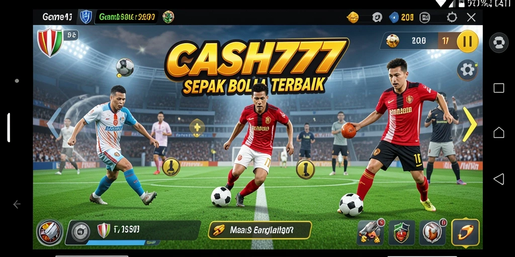 Tampilan gameplay CASH777 yang menakjubkan dengan aksi sepak bola mendebarkan.