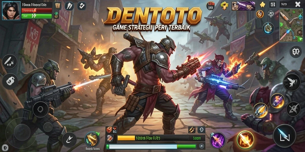 Tangkapan layar DENTOTO menampilkan aksi pertempuran seru dalam game SLG.