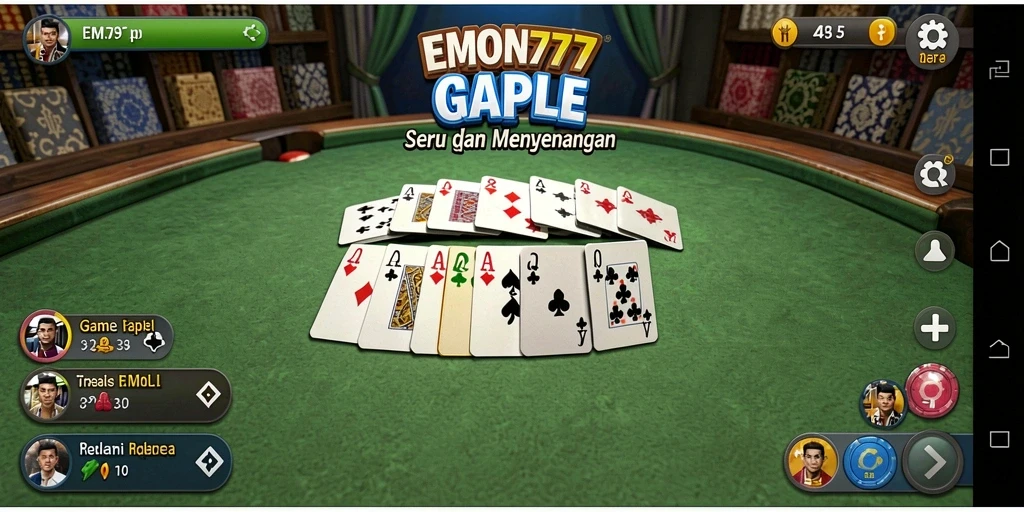 Tampilan gameplay menarik dalam permainan Gaple di EMON777.