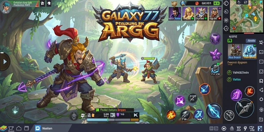 Screenshot utama gameplay ARPG GALAXY77 yang menegangkan.