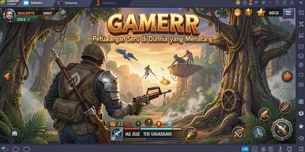Tampilan gameplay GAMERP yang menarik dan penuh aksi petualangan.