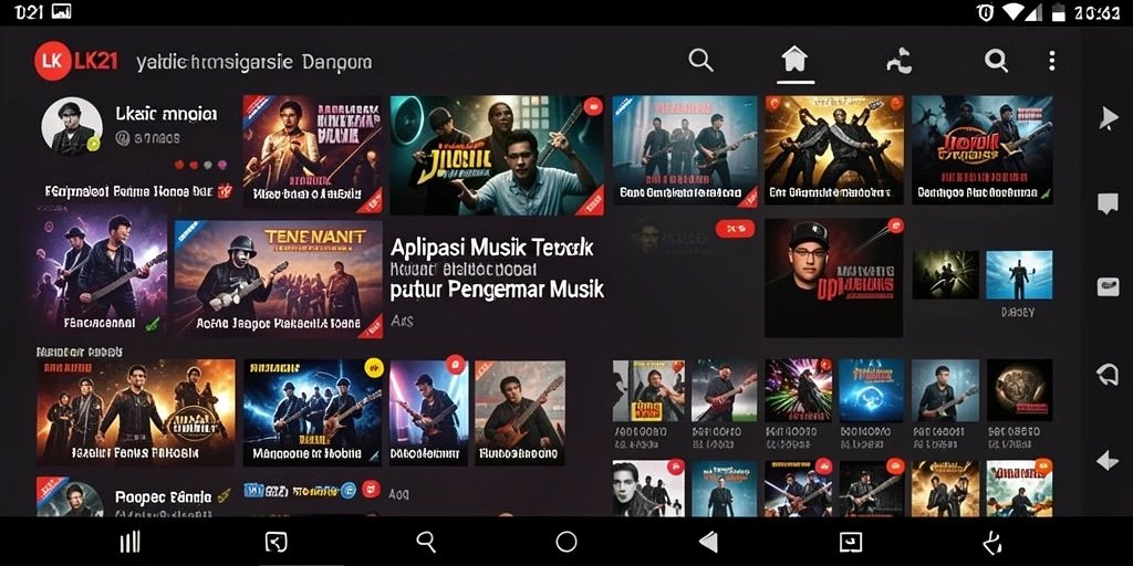 Tampilan gameplay LK21 yang menunjukkan berbagai fitur musik.