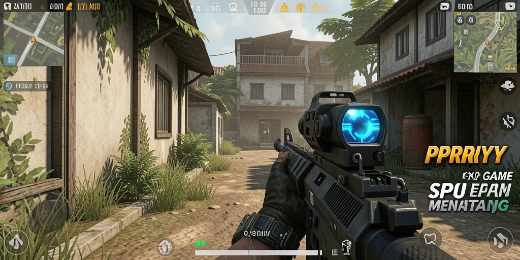 Screenshot gameplay PPRRYY menampilkan aksi seru dalam pertempuran FPS.