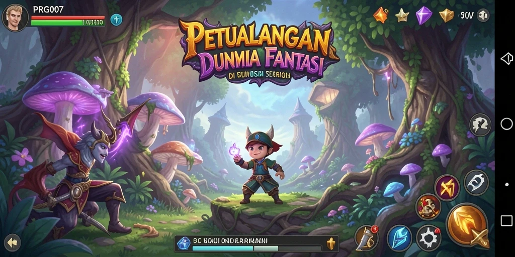 Screenshot PRG007 menampilkan gameplay seru dengan rintangan dan petualangan di dunia fantasi.