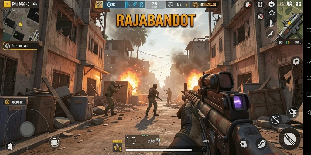 Tampilan gameplay seru RAJABANDOT dengan aksi pertempuran intens.
