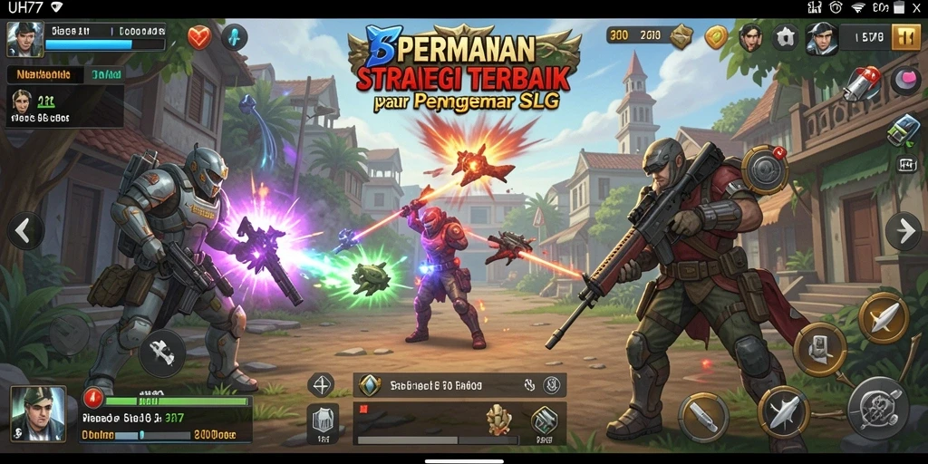 Screenshot UH77 menunjukkan aksi intens dalam membangun dan bertempur di kerajaan.